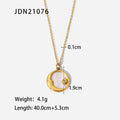 Crescent Moon Mother-of-Pearl 18K Gold-Tone Stainless Steel Pendant Necklace styled for independent jewelry boutiques