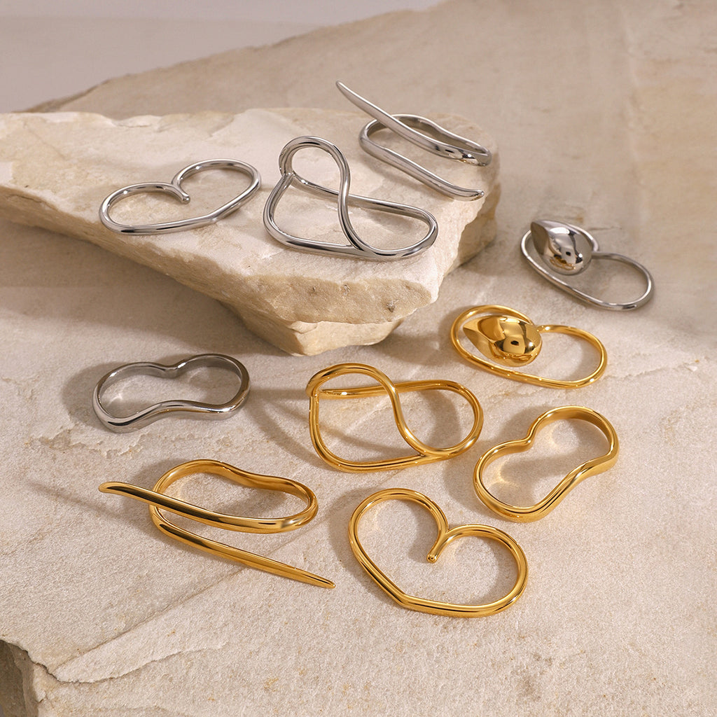 Stainless Steel Double Finger Ring Women Irregular Product Rings