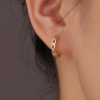 SE0263 S925Silver Simple Hollow Heart Earrings Plated14k Gold Ear Studs