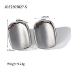 Steel Color Stainless Steel French Style Smooth Hollow Earrings Blogger Same Style Fashion Versatile Hoop Earrings for Women
