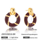 2H Oil Drop Door Handle Earrings Non-Fading Ear Studs Stainless Steel Jewelry