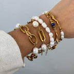 Jewelry Stainless Steel Pearl Bracelet Stacked Bracelet Non-Fading Women