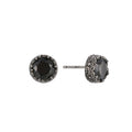 Antique Silver-Plated Brass Minimalist Black CZ Stud Earrings in a gold-tone brass finish