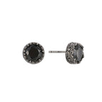 E0724 Black Zircon Stud Earrings For Women Minimalist Antique Silver