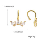 E0512 French Style Fashionable and Unique New Clip-On Earrings for Women, Brass Gold-Plated with Zirconia Ear Jewelry