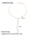 Polished Stainless Steel Lariat Necklace with Cubic Zirconia Detail offered for wholesale and private-label sourcing — jewelry finish and design detail