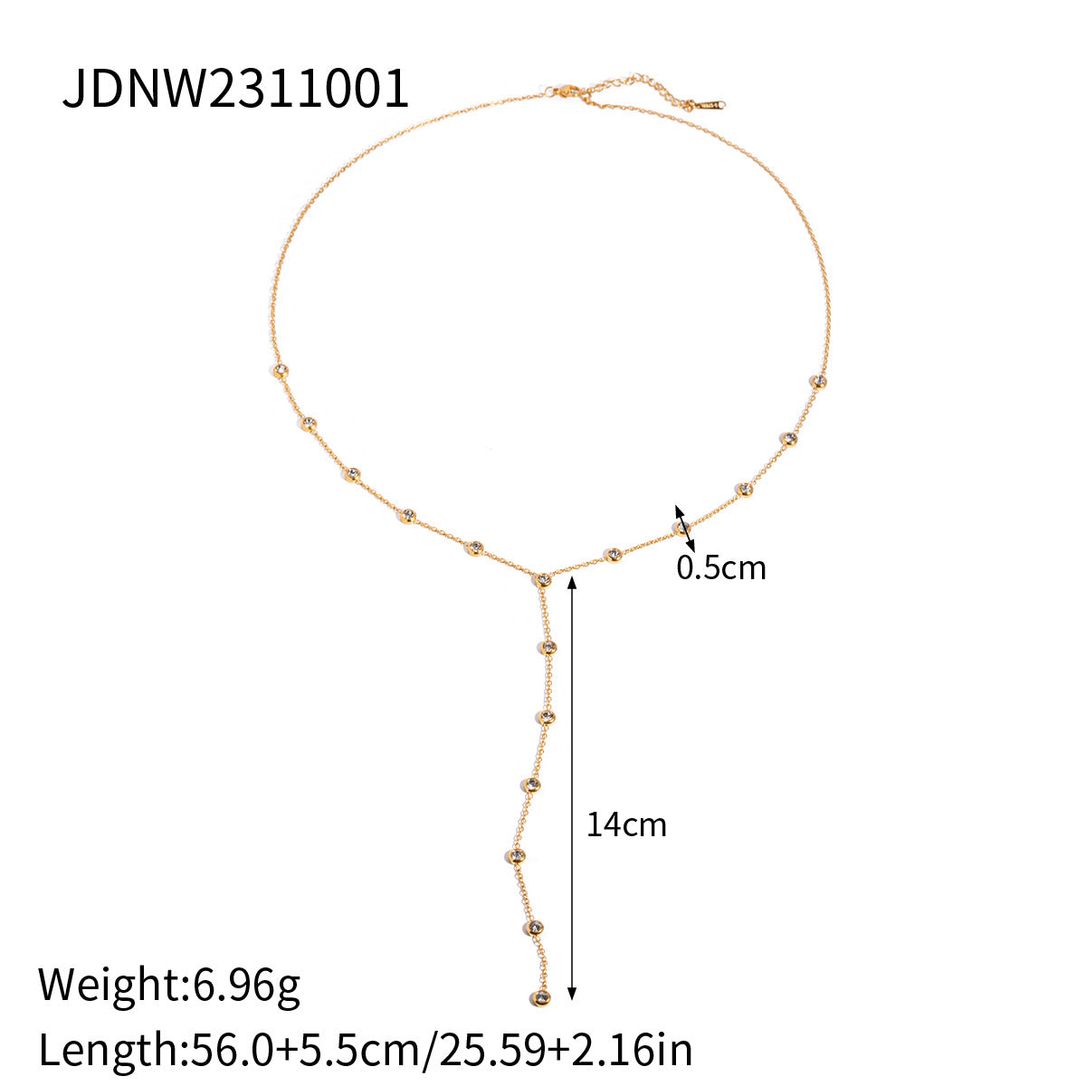 Stainless Steel Zircon y Long Chain Necklace Jewelry for Women Autumn Winter Sweater Chain