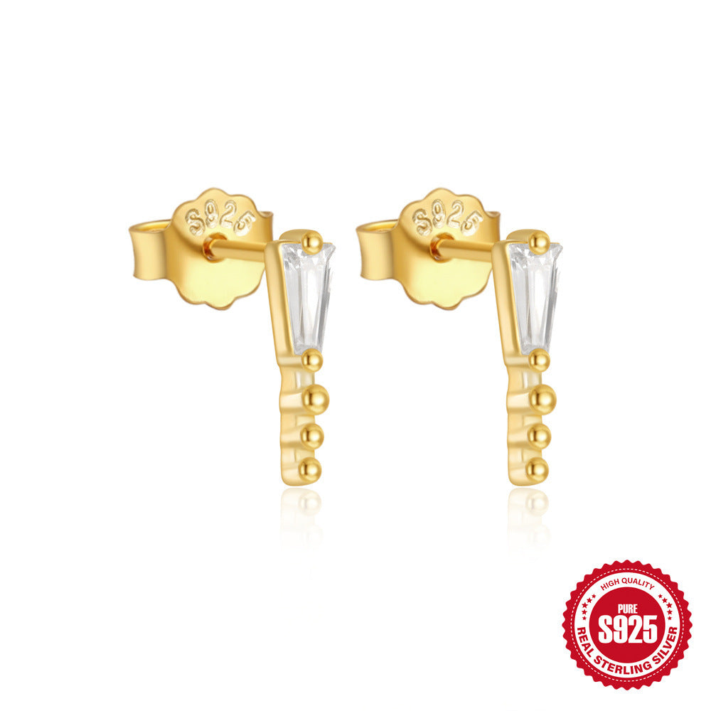 New S925Sterling Silver Stud Earrings V Full Diamond Star Flower Earrings Korean and Japanese Fashion Cute Bowknot Earrings for Women