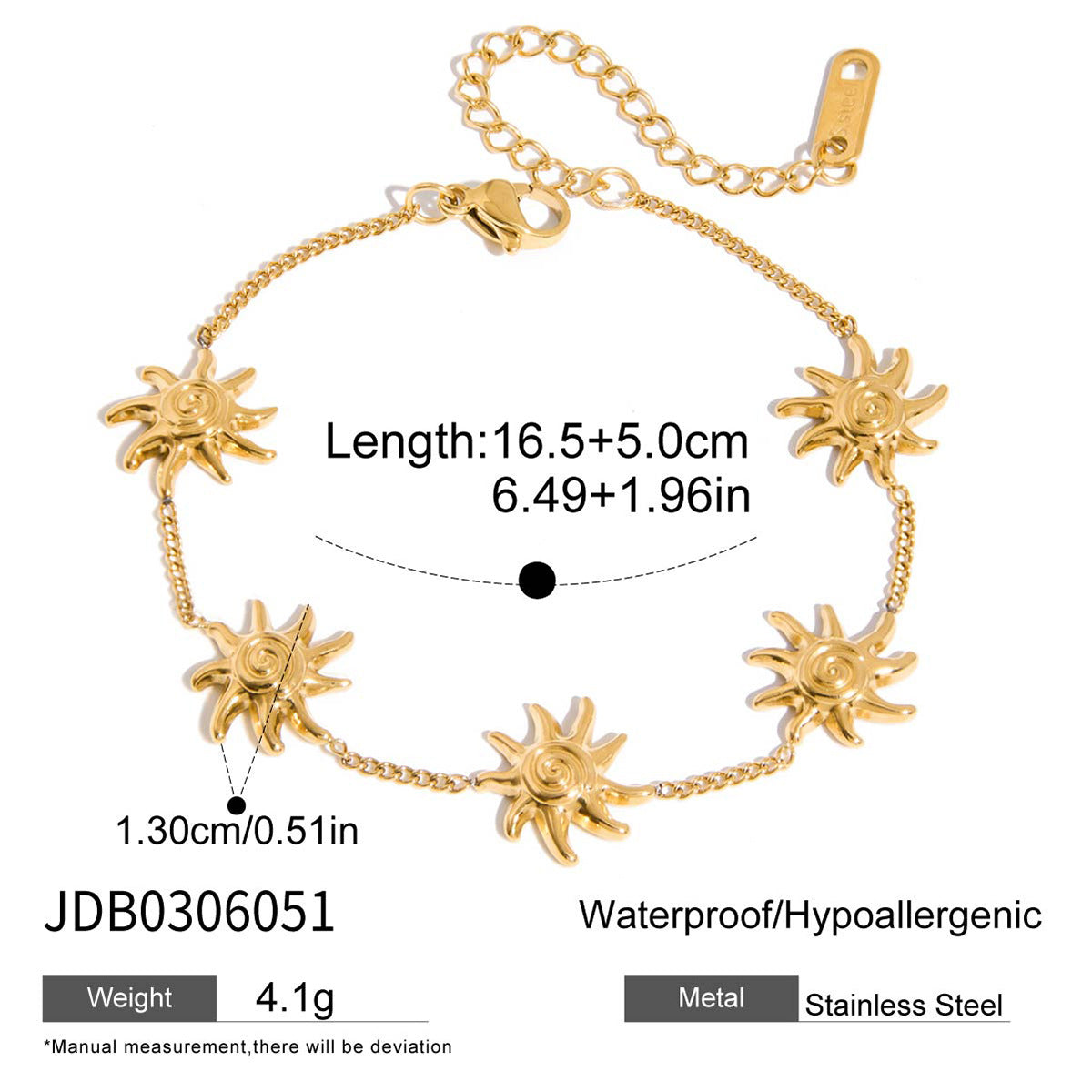 Bracelet Sun Jewelry Stainless Steel Accessories for Women Non-Fading