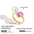 Cubic Zirconia Stainless Steel Ring in Gold-Plated — Statement Style — plating detail — jewelry finish and design detail