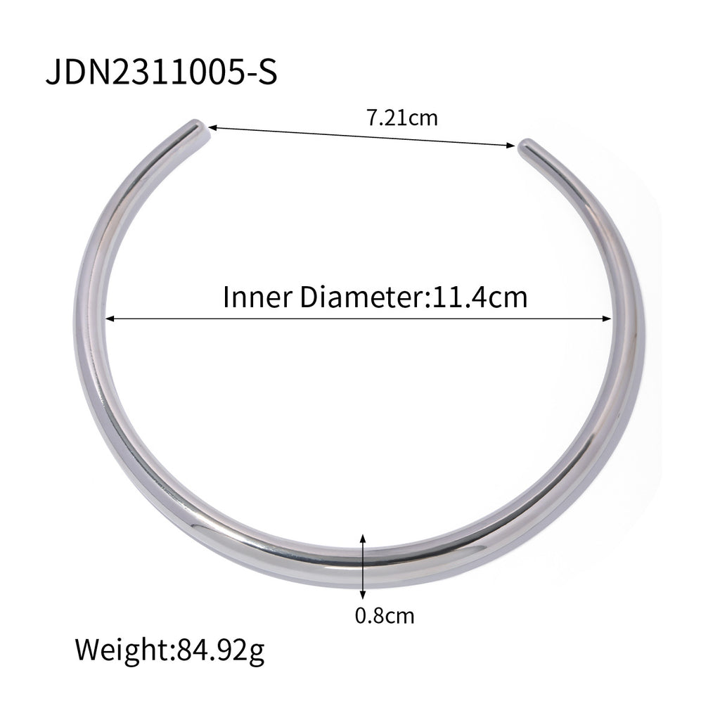 New Fashion Simple Oval Bead Bracelet Jewelry 14K Gold Stainless Steel Necklace Women's Necklace