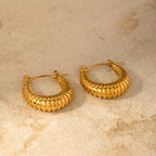 Women's Screw Hoop Bagel Earrings 18K Gold-plated Stainless Steel gold Ear Jewelry