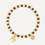 B0337 Cute Ghost Pendant Copper Plated18k Gold Bracelet Chalcedony Stone Beads