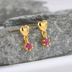 SE0025 S925Silver plating14K Cute Sweet Cool Style Earrings for Women Korean and Japanese Heart-Shaped Purple Zircon Earrings