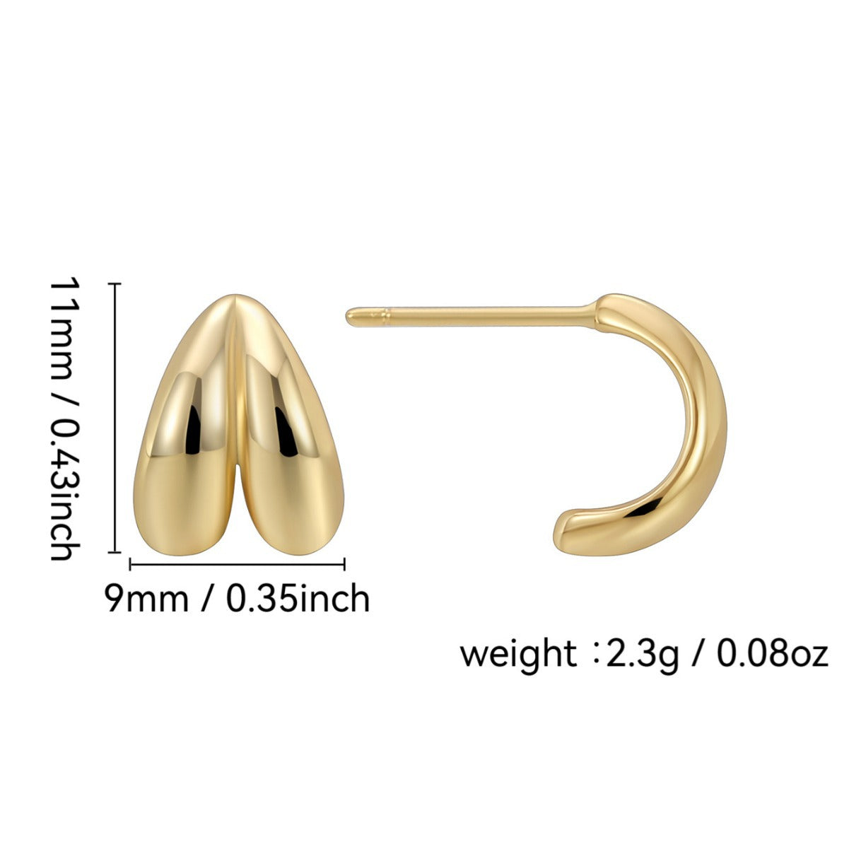 E0287 gold Retro Earrings Minimalist Geometric Smooth Earrings In Stock