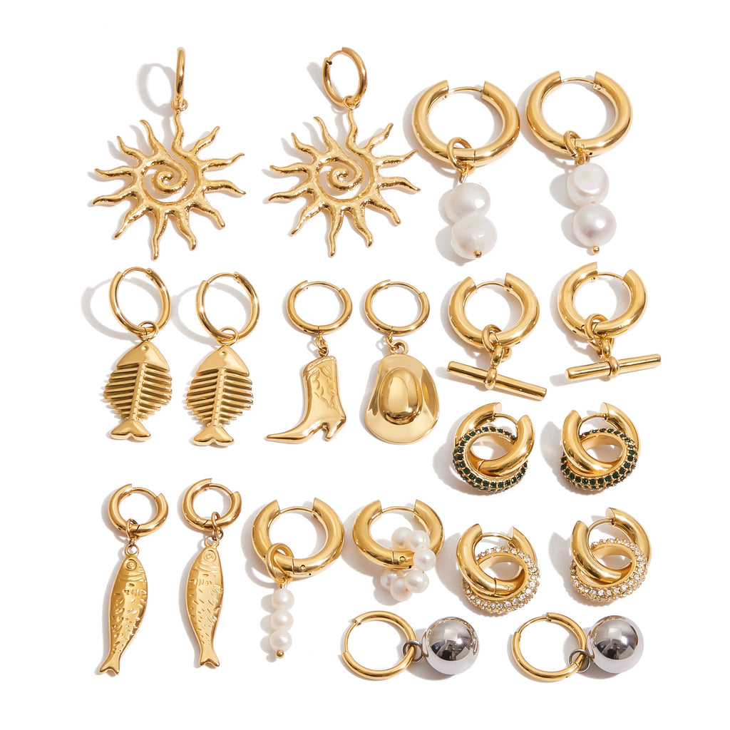 Stainless Steel Pearl Earrings Studs Jewelry Summer