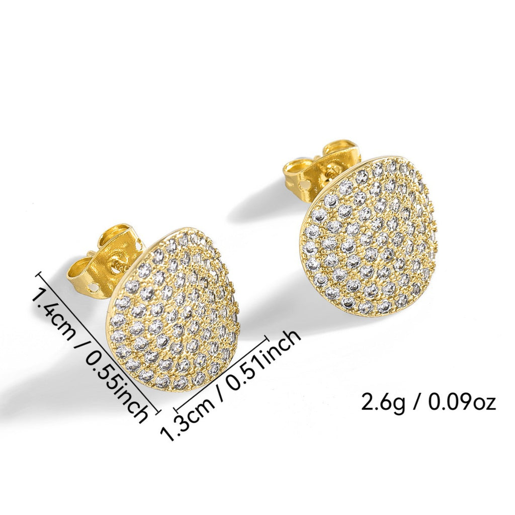 E0151  Korean Fashion Design Sense Full Zircon Earrings for Women gold Geometric Curved Minimalist Style Earrings