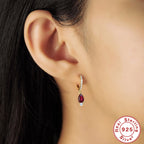 S925Sterling Silver Colorful Water Drop Inlaid Diamond Hoop Earrings Hot-Selling Style Earrings