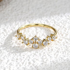 R0216 Brass Gold-Plated Zircon Ring for Women Fashionable Personality Ring Simple Full Diamond Stackable