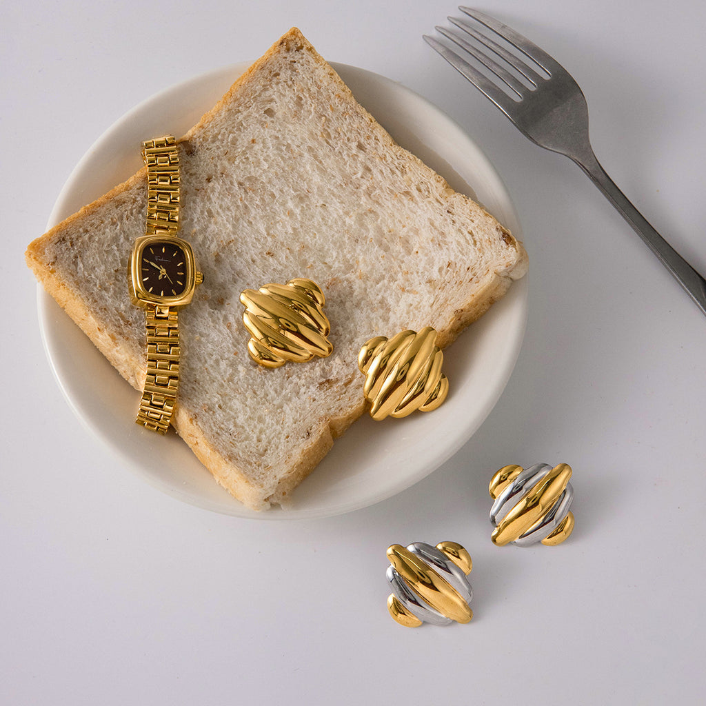 Stainless Steel Geometric Stud Earrings Jewelry Does Not Fade18k Gold accessories