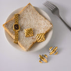 Stainless Steel Geometric Stud Earrings Jewelry Does Not Fade18k Gold accessories