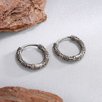 E0729 Vintage Distressed Earrings for Women Simple Ethnic Style Ancient silver Snake Texture Fashion Earrings