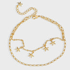 A0014 Jewelry Starfish Tassel Chain Simple Design Anklet for Women Brass Gold-Plated Foot Jewelry