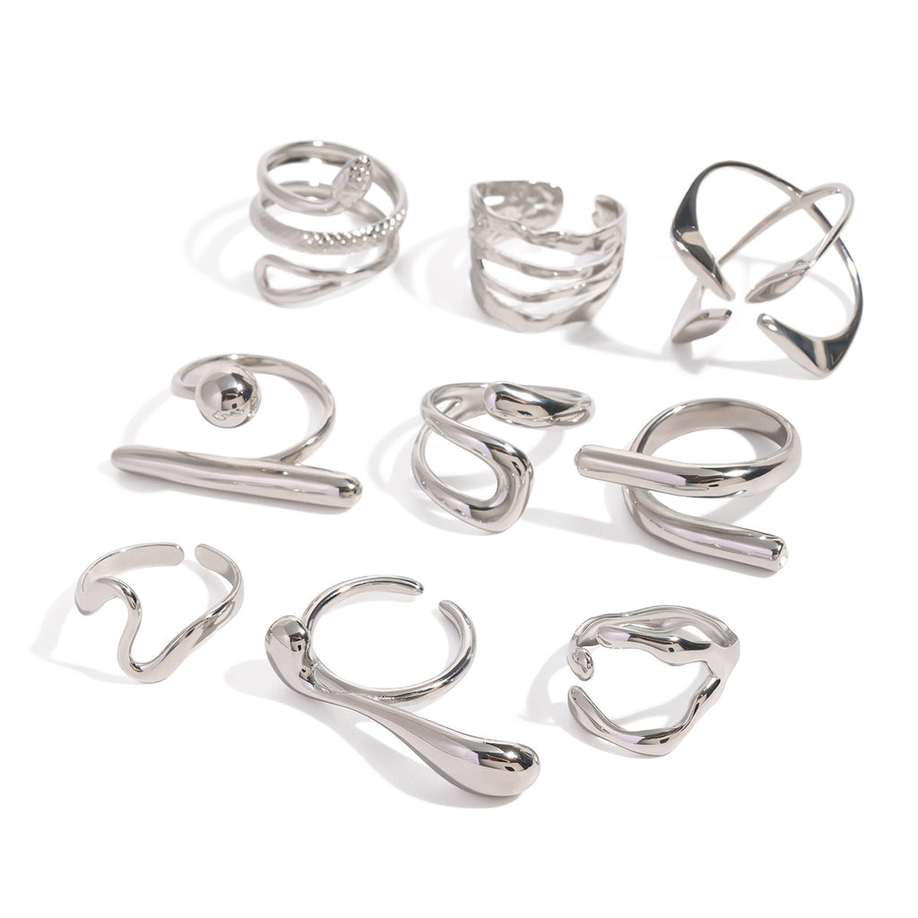 Stainless Steel Color Exaggerated Open Ring rings