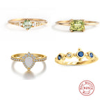 S925Sterling Silver Opal Square Diamond Engagement Ring Hot-Selling Daily Wear Ring Index Finger Ring