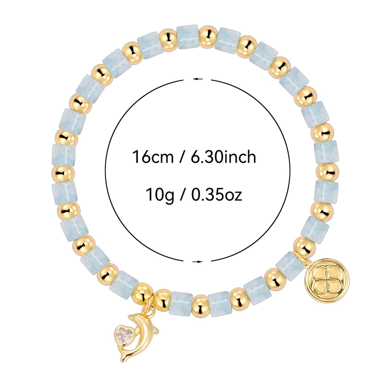 B0262 Copper plating14k Gold Dolphin Fashion Beaded Zircon Bracelet