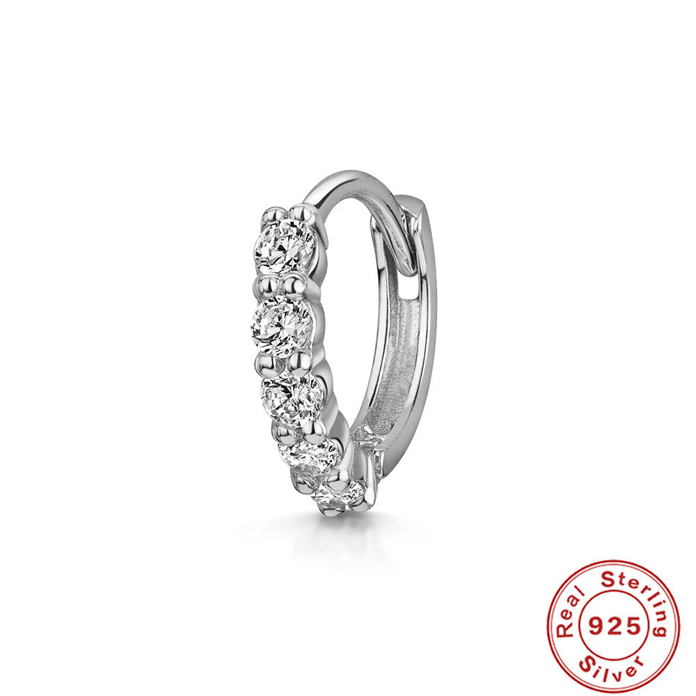 S925Sterling Silver Cartilage Piercing Diamond-Studded Hoop Earrings Ear Cuffs Ear Studs shien Hot-selling Punk Style Ear Cuff