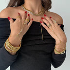 Stainless Steel Zircon Pearl Finger Bracelet Non-Fading Jewelry