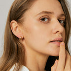 E0355 Ornament Basic Smooth Surface Diamond-Studded Earrings for Women gold Single Diamond Round Earrings Hoop Earrings