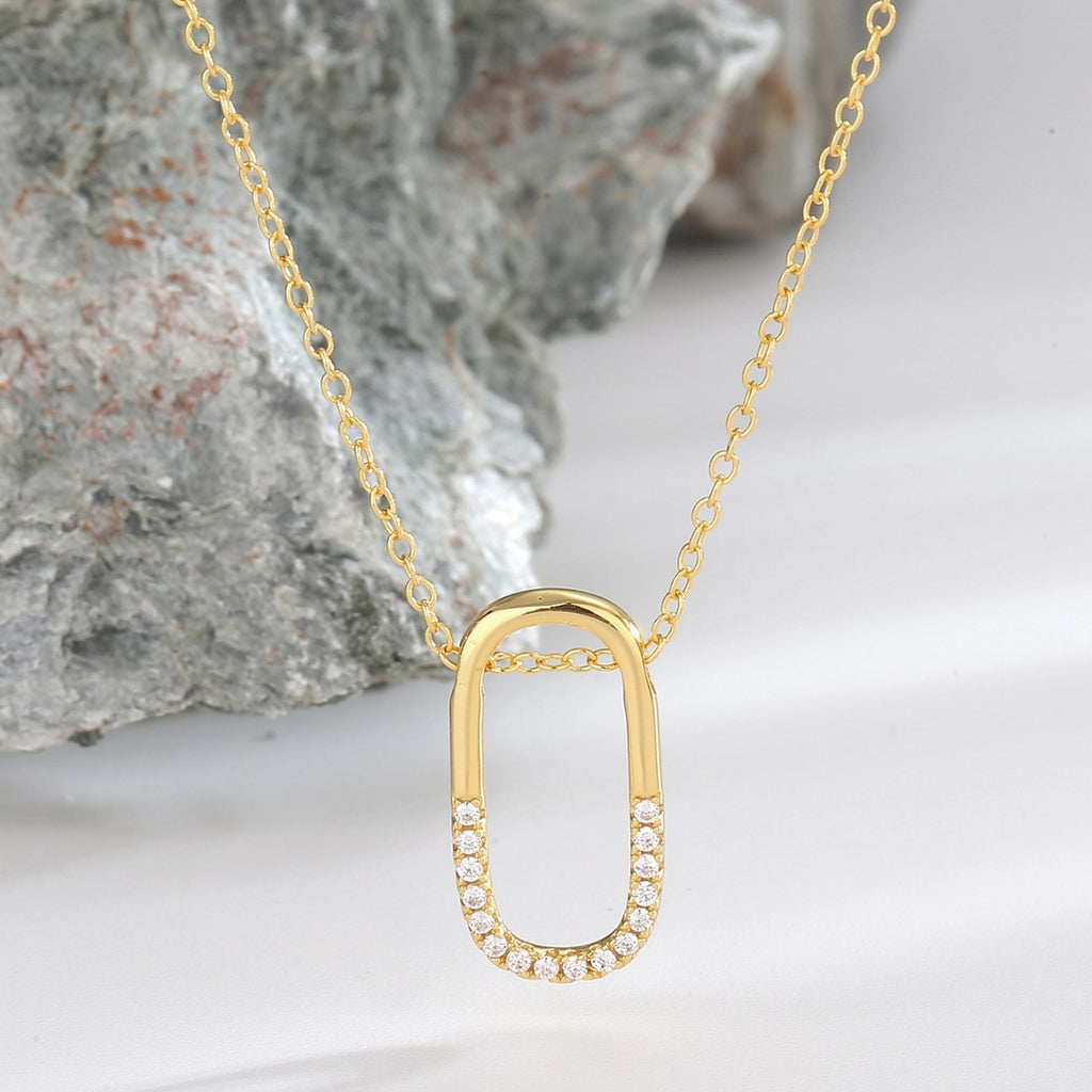 S925 Silver Lucky Switch Oval Necklace Clavicle Chain