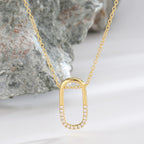 S925 Silver Lucky Switch Oval Necklace Clavicle Chain
