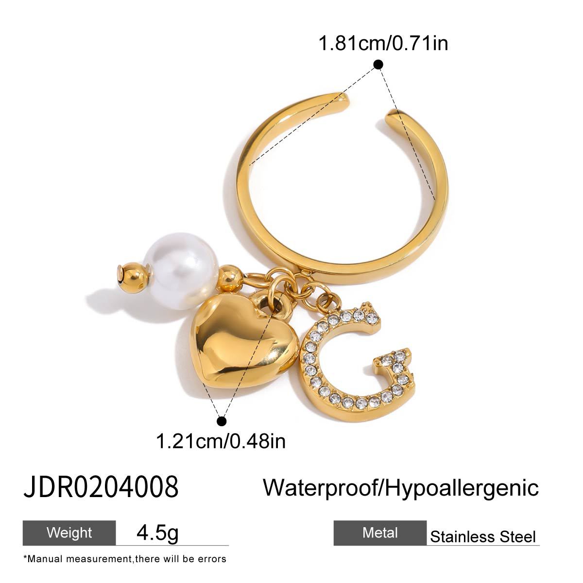 2H Stainless Steel Finger Bracelet Ring Non-Fading Jewelry for Women