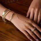 Zirconia Finger Bracelet Stainless Steel Bangle Ring Non-Fading Jewelry for Women