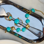 Blue Turquoise Ring Non-Fading Jewelry Stainless Steel Bracelet Accessories