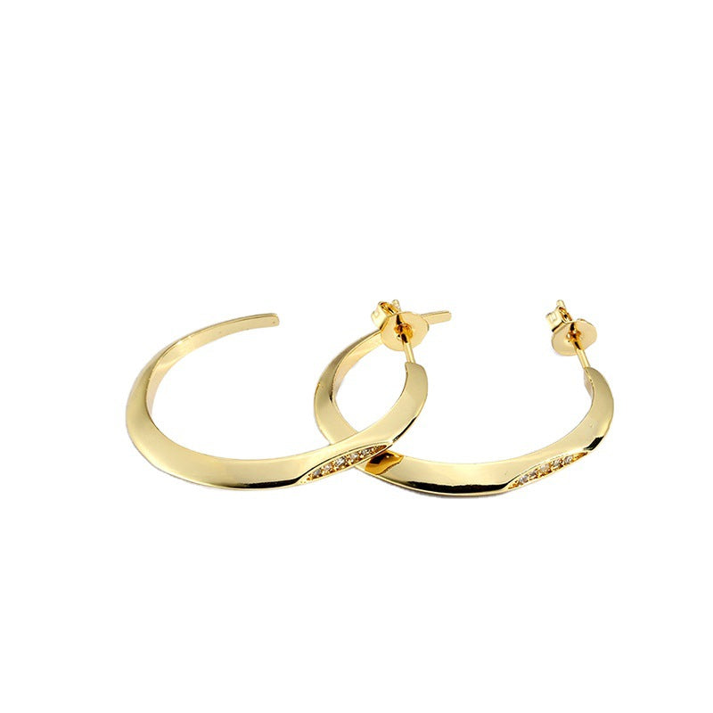 Vintage Exaggerated Circle Earrings for Women, Minimalist Style, Autumn and Winter Diamond-Studded Ear Jewelry925Silver Needle New Round Earrings