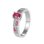 R0386 Fashionable Red Zircon Ring for Women Copper Plated with Real Gold Micro Inlaid White Zircon