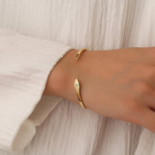 14K Gold-Plated Brass Geometric CZ Bracelet in a gold-tone brass finish