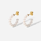 2H French Style  Blogger Same Style Earrings Xiaomi Pearl C Fashionable and Elegant Women's Hoop Earrings Jewelry