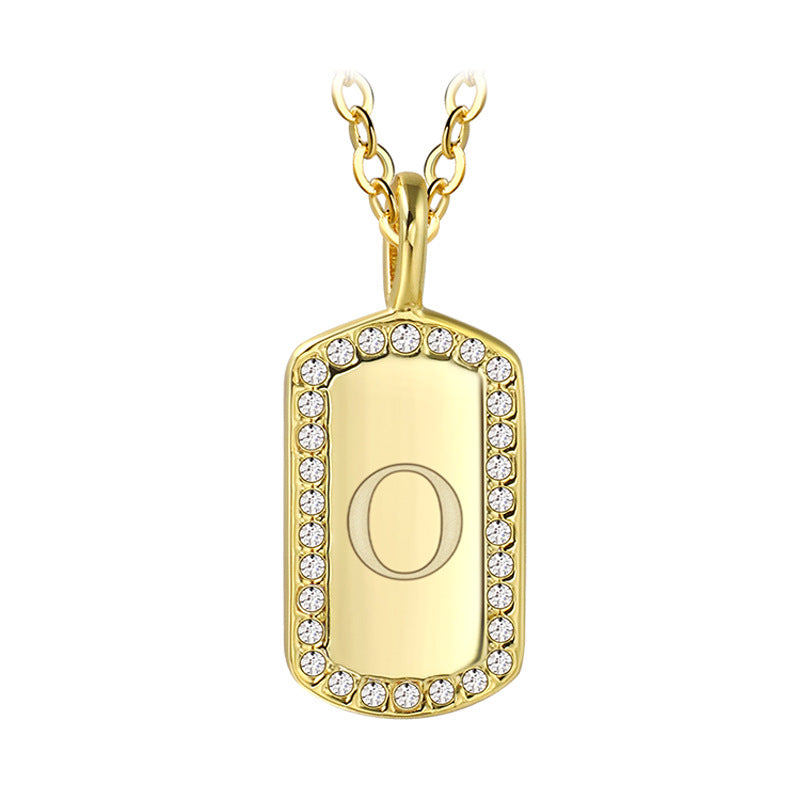 N0046 Gold-plated26Letter Square Necklace for Women, Simple Design English Choker Jewelry