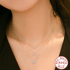 S925 Silver Zircon Collarbone Necklace Diamond Accent