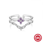 S925Pure Silver Japanese Style High-End Diamond-Studded Ring Japanese and Korean Design Sense Diamond Heart Petal Open Index Finger Ring