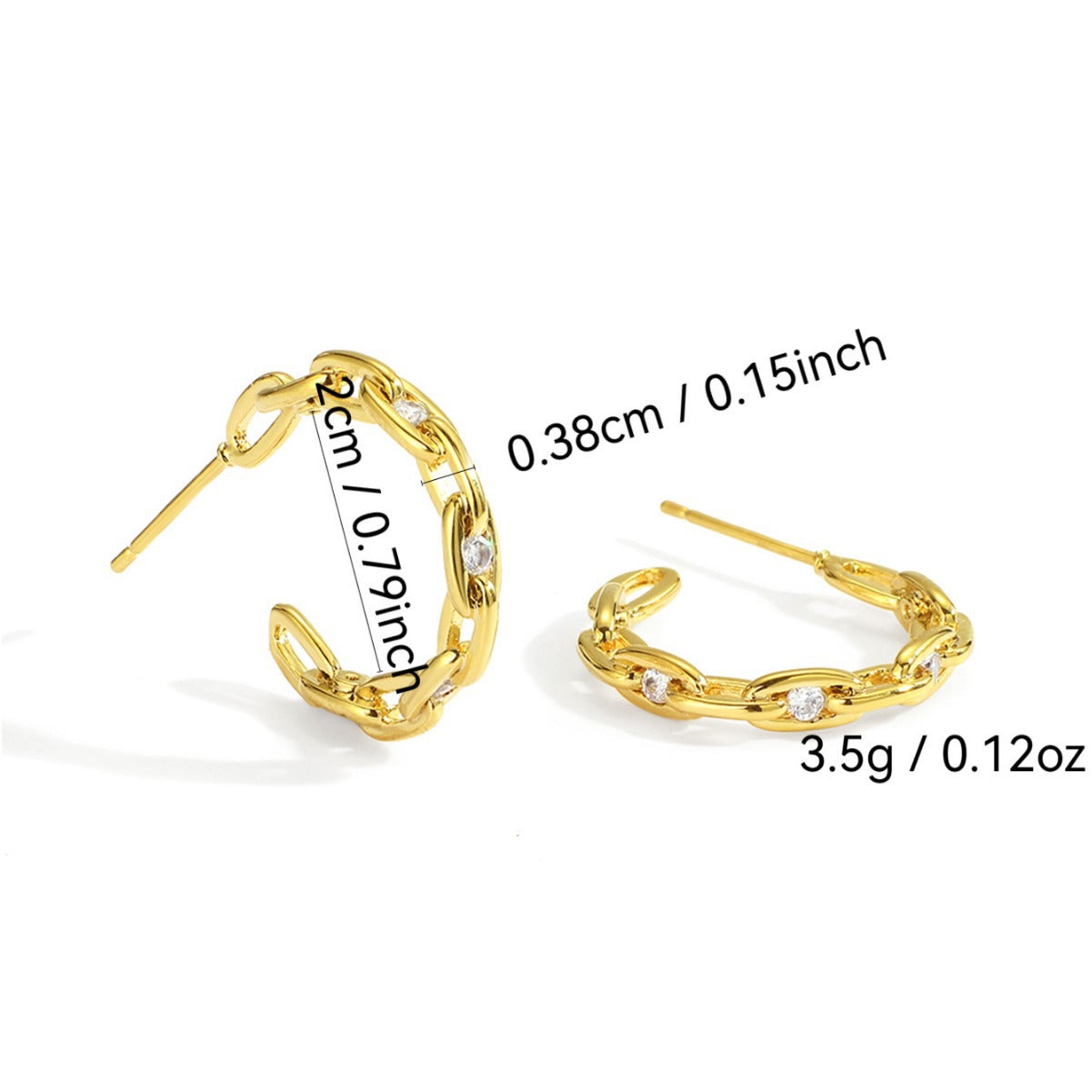 E0090 Earrings Simple Design Metal Hollow Chain Inlaid Diamond Hoop Earrings for Women Fashion Retro