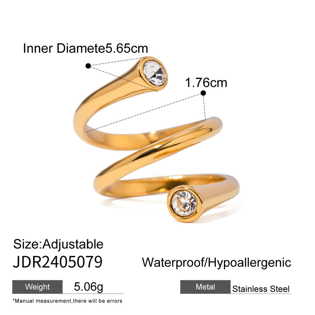 18k Gold Stainless Steel Zircon Open Ring rings