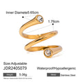18K Gold-Plated Stainless Steel Cubic Zirconia Open Profile Open Ring — alternate product view — jewelry finish and design detail
