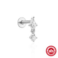 Sterling Silver cubic zirconia Tassel Threaded Ear Bone Stud Earrings — fashion jewelry image 11 — jewelry finish and design detail