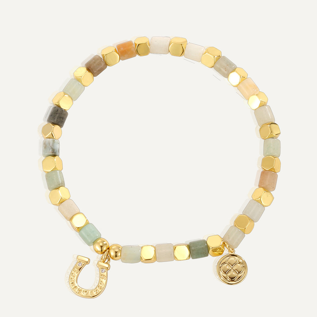 B0264 Copper plating18k Gold Fashion Stone Bracelet Bohemian Horseshoe Beads